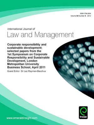 cover image of International Journal of Law and Management, Volume 54, Issue 5